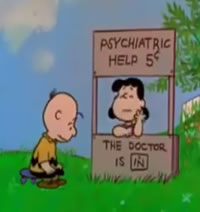 charlie brown getting therapy from Lucy