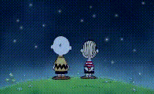 stargazing Charlie Brown und Linus beobachten die Sterne