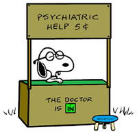peanuts - snoopy offers psychiatrtic help