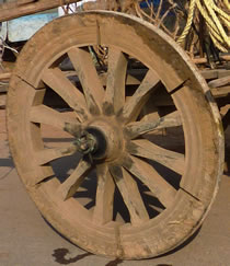 ancient wooden spoked wheel
